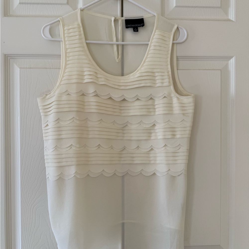 Cynthia Rowley Cream Scalloped Tank Top NWOT